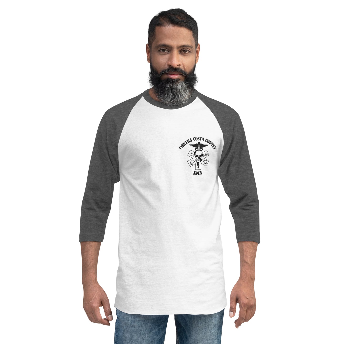 EMT 3/4 Baseball Tee Black Text