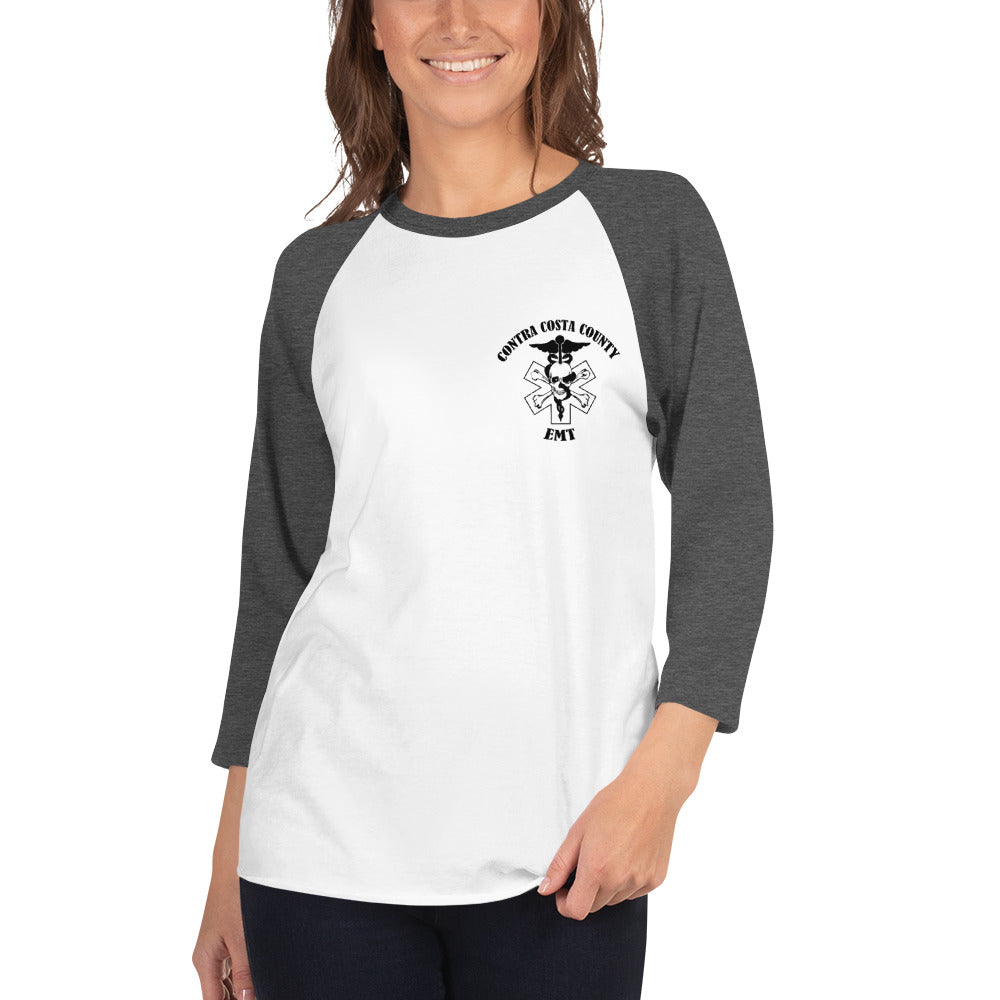 EMT 3/4 Baseball Tee Black Text