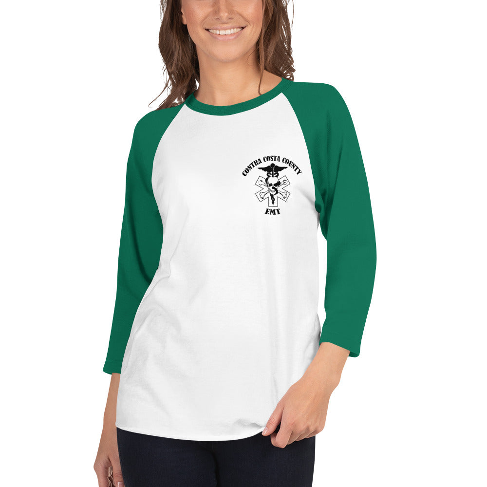 EMT 3/4 Baseball Tee Black Text