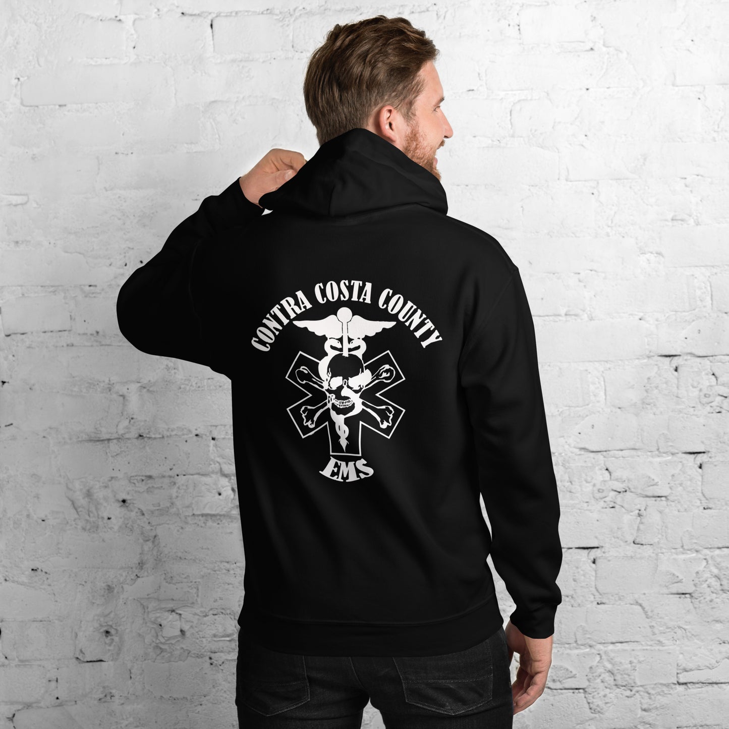 EMS Hoodie White Text