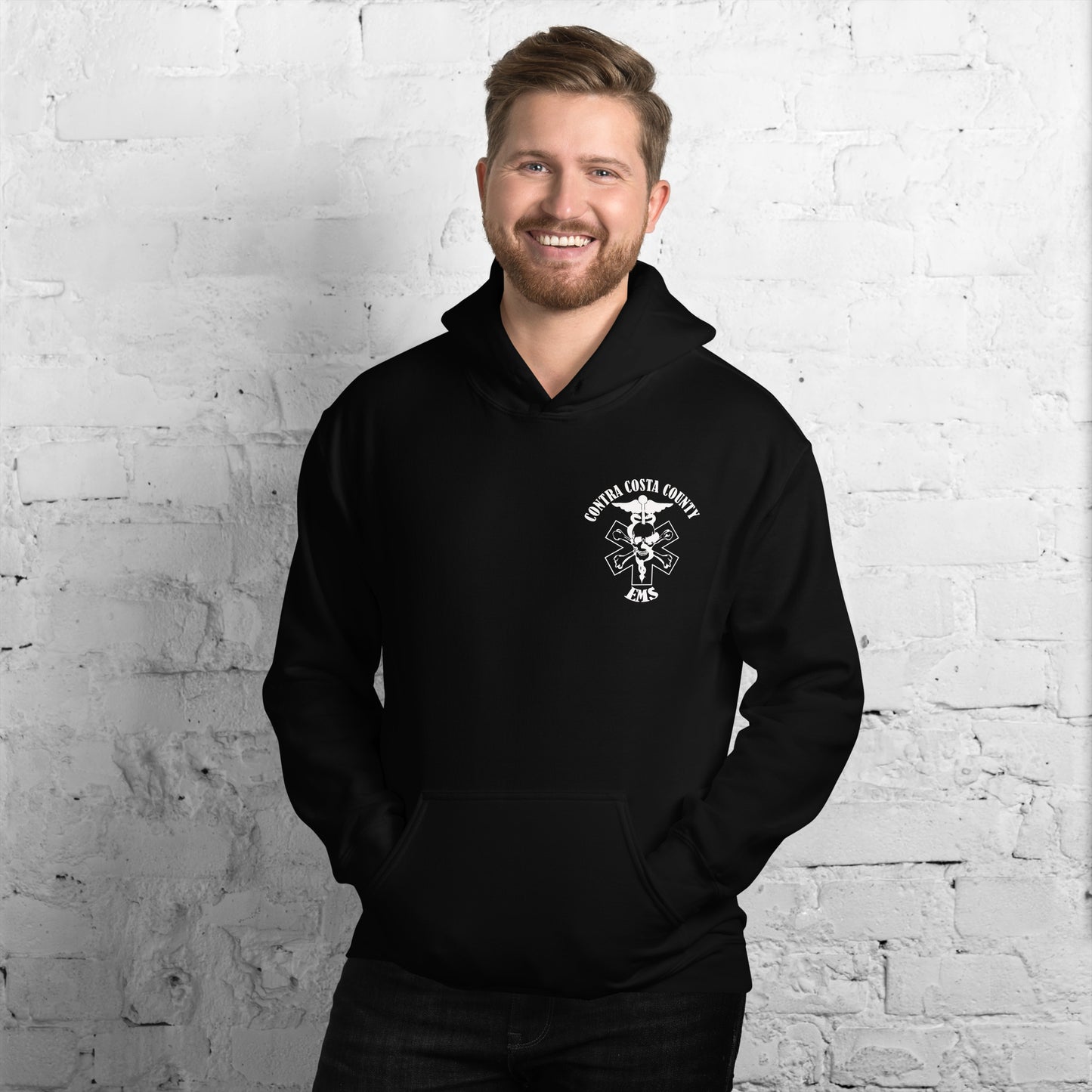 EMS Hoodie White Text