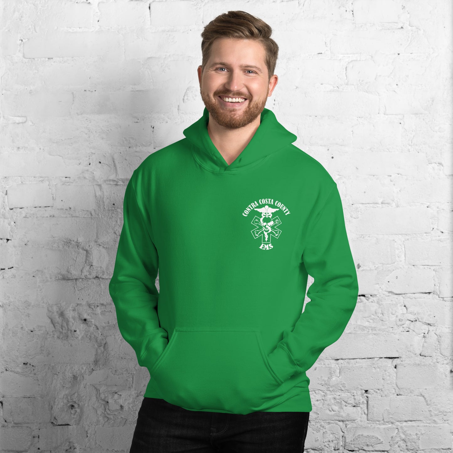 EMS Hoodie White Text