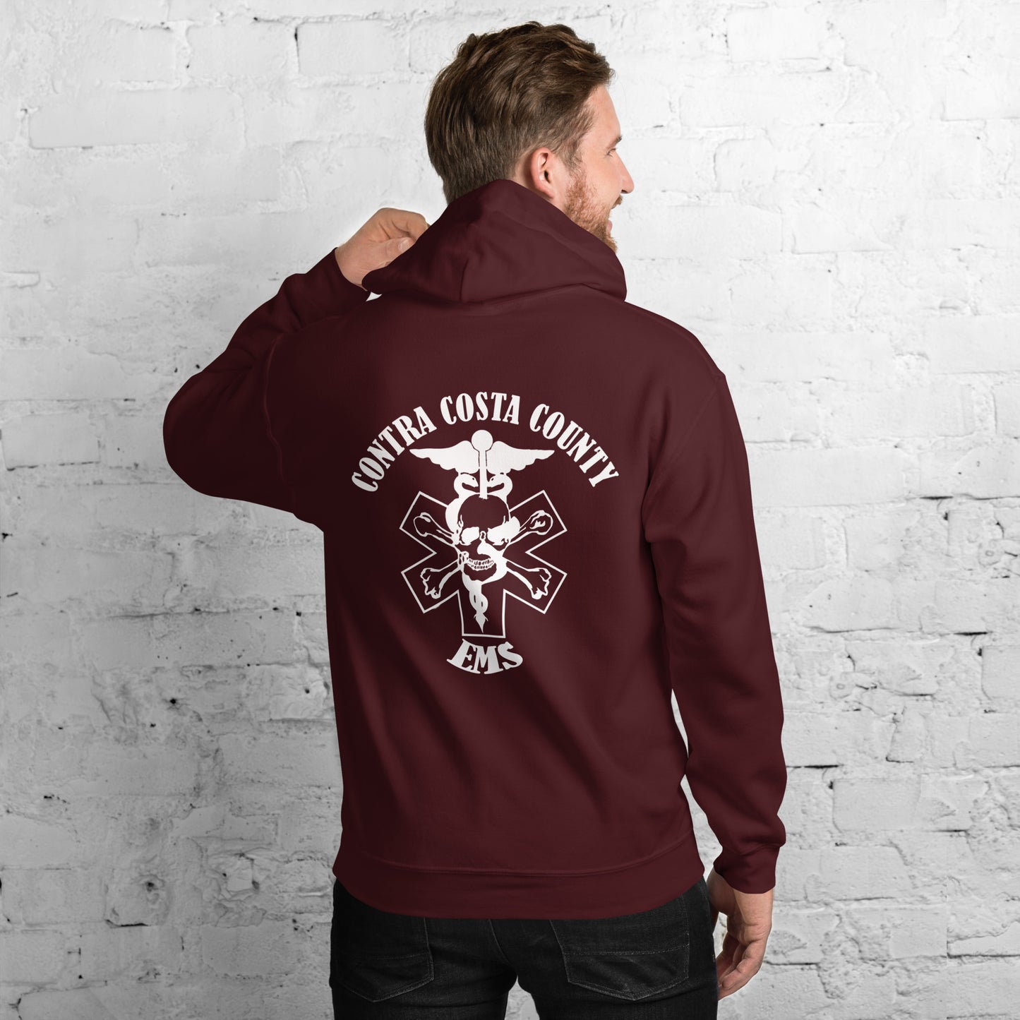 EMS Hoodie White Text