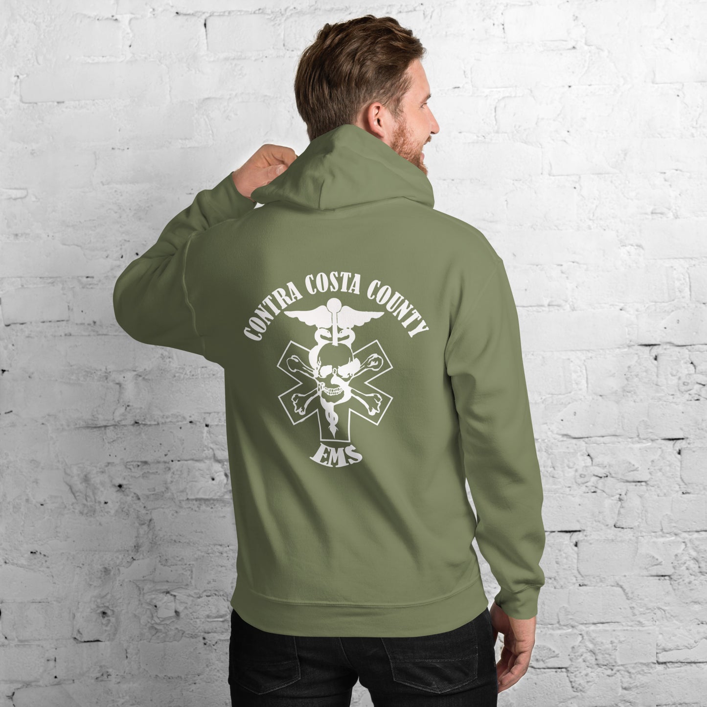 EMS Hoodie White Text