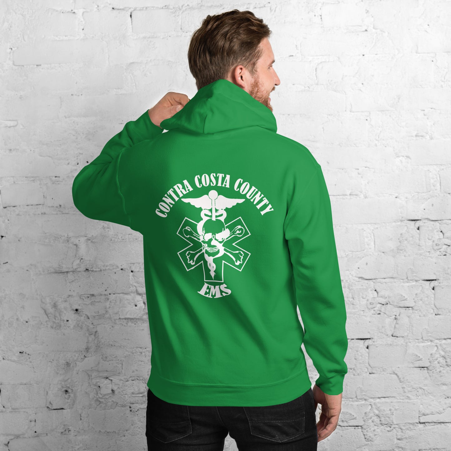 EMS Hoodie White Text