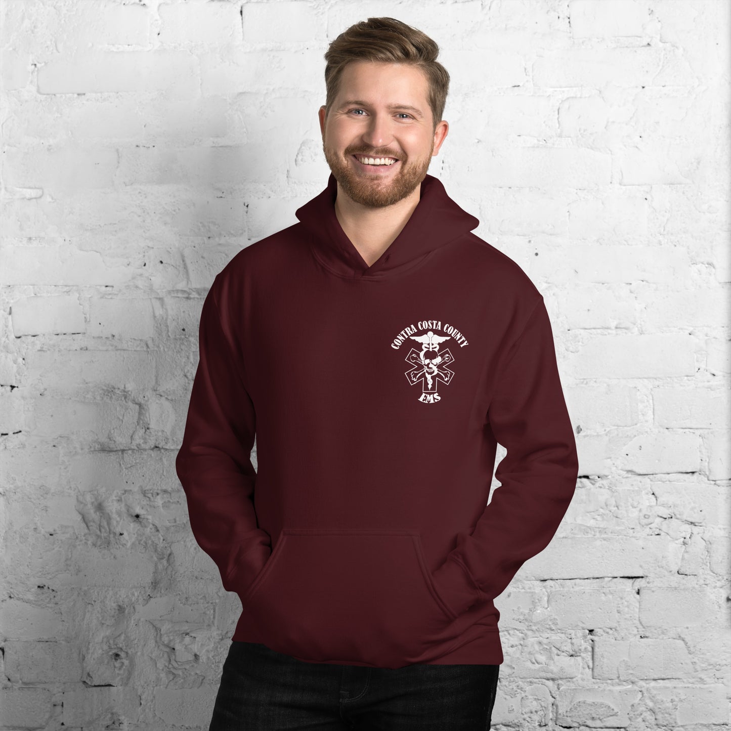 EMS Hoodie White Text