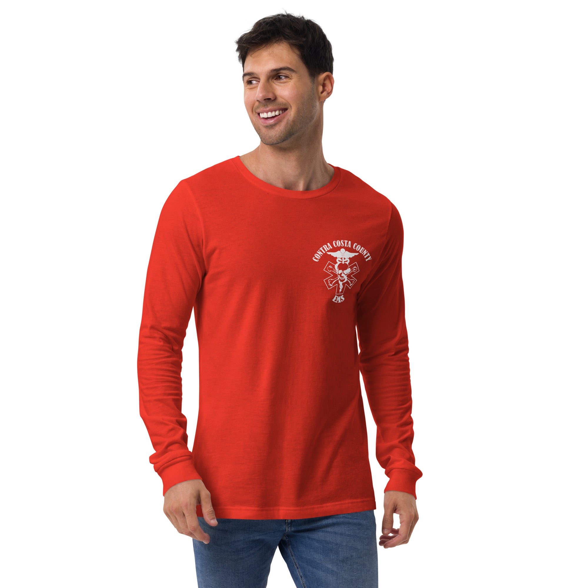 EMS Long Sleeve Tee White Text – Emergency Apparel 1